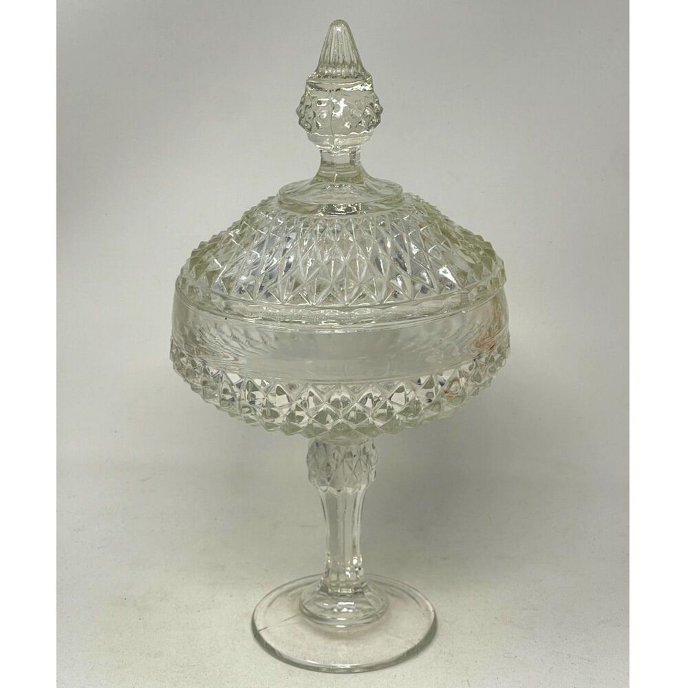 Cut Glass Crystal Large 12" Candy Dish with Lid Heavy & Stunning Vintage Indiana